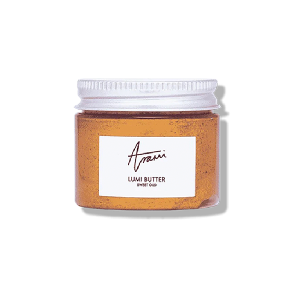 90g of Arami Lumi in sweet oud butter in a container