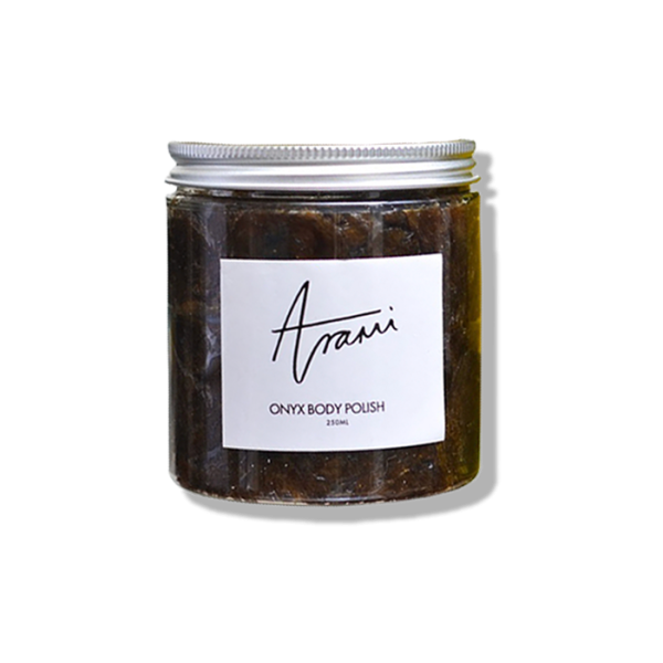 250ml Arami onyx body polish in a container