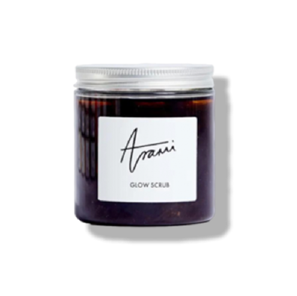Arami glow scrub in a small jar